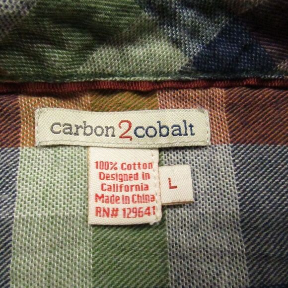 Carbon2Cobalt Shirt Mens Large Check‎ Plaid Unbrushed Flannel Effortlessly Cool - Picture 4 of 14